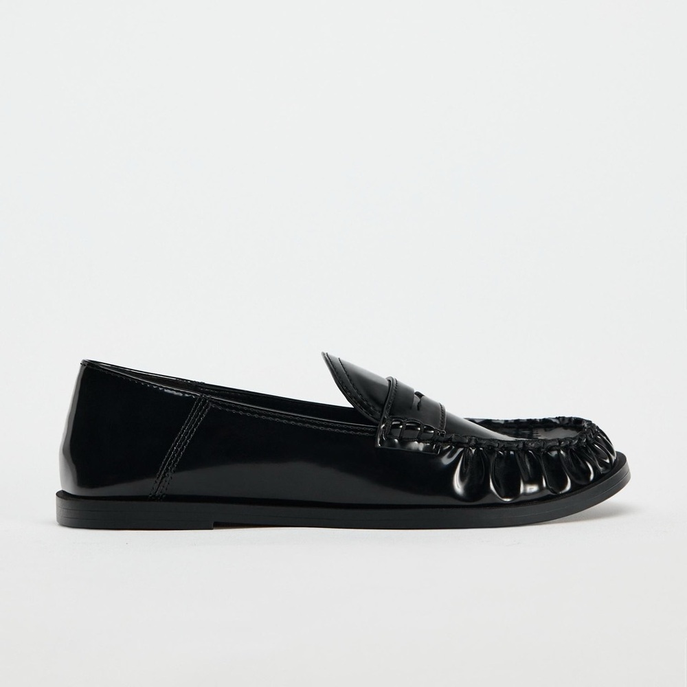 Zara Black Faux Patent Leather Penny Loafers Women’s US Size 9